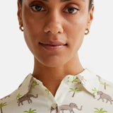 Compañía Fantástica - 62C41107 – Camisa blanca de manga corta con estampado de elefantes 100% viscosa - Mujer