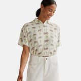Compañía Fantástica - 62C41107 – Camisa blanca de manga corta con estampado de elefantes 100% viscosa - Mujer