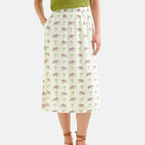 Compañía Fantástica - 62C41109 – Falda blanca 100% viscosa con estampado de elefantes - Mujer