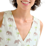 Compañía Fantástica - 62C41111 – Chaleco 100% algodón con estampado de elefantes - Mujer