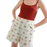 Compañía Fantástica - 62C41112 – Shorts blancos 100% algodón con estampado de elefantes - Mujer