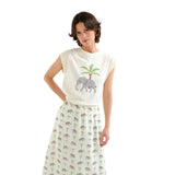 Compañía Fantástica - 62C42121 – Camiseta de manga corta 100% algodón con elefante estampado - Mujer