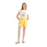 Compañía Fantástica - 62C43100 – Shorts amarillos 100% algodón con cintura elástica - Mujer