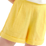 Compañía Fantástica - 62C43100 – Shorts amarillos 100% algodón con cintura elástica - Mujer