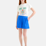 Compañía Fantástica - 62C43109 – Shorts azules 100% algodón con cintura elástica - Mujer