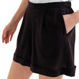 Compañía Fantástica - 62C43124 – Shorts negros 100% algodón con cintura elástica - Mujer