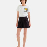 Compañía Fantástica - 62C43124 – Shorts negros 100% algodón con cintura elástica - Mujer