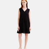 Compañía Fantástica - 62C43127 – Vestido negro corto 100% algodón de corte fluido con forro - Mujer