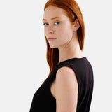 Compañía Fantástica - 62C43127 – Vestido negro corto 100% algodón de corte fluido con forro - Mujer