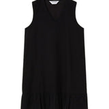 Compañía Fantástica - 62C43127 – Vestido negro corto 100% algodón de corte fluido con forro - Mujer