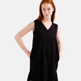 Compañía Fantástica - 62C43127 – Vestido negro corto 100% algodón de corte fluido con forro - Mujer