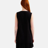 Compañía Fantástica - 62C43127 – Vestido negro corto 100% algodón de corte fluido con forro - Mujer