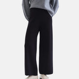 Compañía Fantástica - 63C-10201 - Pantalones negros básicos de punto Jacquard con cintura elástica - Mujer