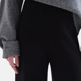 Compañía Fantástica - 63C-10201 - Pantalones negros básicos de punto Jacquard con cintura elástica - Mujer