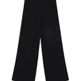 Compañía Fantástica - 63C-10201 - Pantalones negros básicos de punto Jacquard con cintura elástica - Mujer
