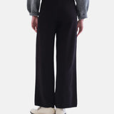 Compañía Fantástica - 63C-10201 - Pantalones negros básicos de punto Jacquard con cintura elástica - Mujer