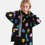 Compañía Fantástica - 63C-10205 - Jersey negro de cuello redondo con estampado de corazones - Mujer