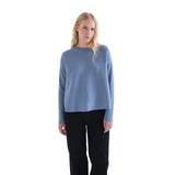 Compañía Fantástica - 63C-10224 - Jersey básico azul claro de algodón y viscosa con cuello redondo - Mujer