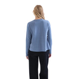 Compañía Fantástica - 63C-10224 - Jersey básico azul claro de algodón y viscosa con cuello redondo - Mujer