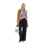 Compañía Fantástica - 63C-10224 - Jersey básico azul claro de algodón y viscosa con cuello redondo - Mujer