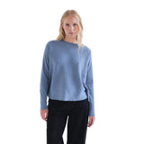 Compañía Fantástica - 63C-10224 - Jersey básico azul claro de algodón y viscosa con cuello redondo - Mujer