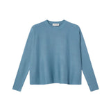 Compañía Fantástica - 63C-10224 - Jersey básico azul claro de algodón y viscosa con cuello redondo - Mujer