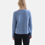 Compañía Fantástica - 63C-10224 - Jersey básico azul claro de algodón y viscosa con cuello redondo - Mujer