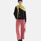 Compañía Fantástica - 63C-10225 - Cárdigan negro con botones grandes de colores - Mujer