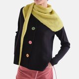 Compañía Fantástica - 63C-10225 - Cárdigan negro con botones grandes de colores - Mujer