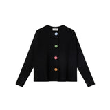 Compañía Fantástica - 63C-10225 - Cárdigan negro con botones grandes de colores - Mujer