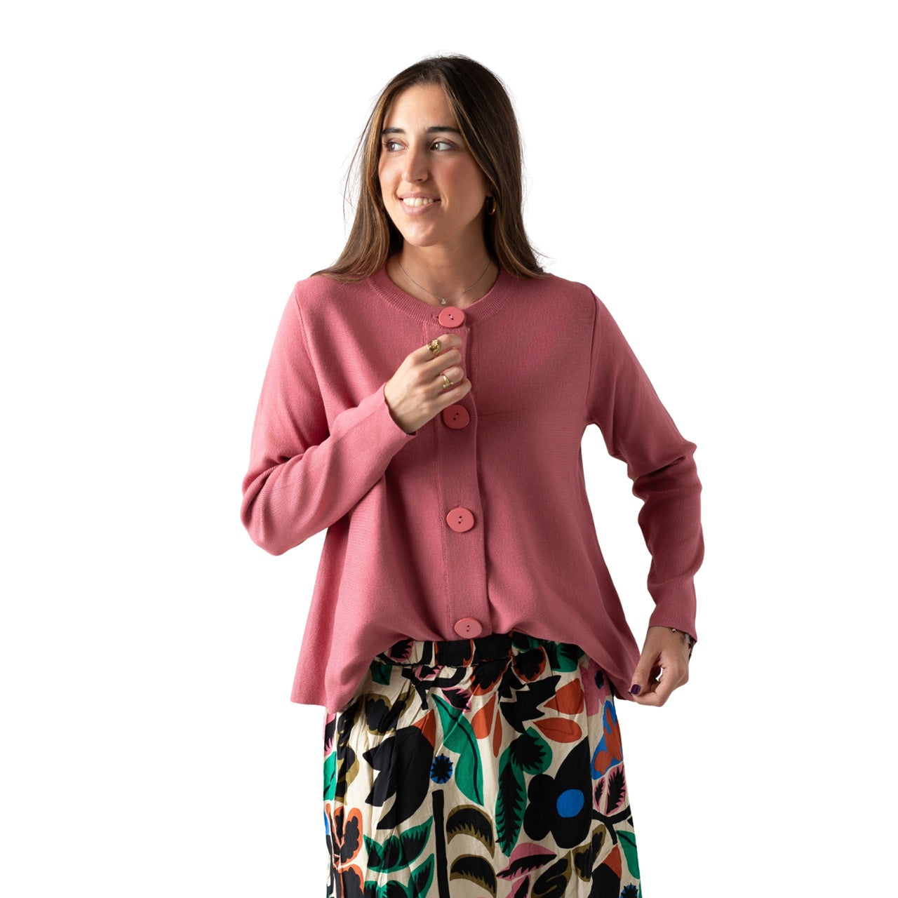 Cárdigan básico rosa mujer | Compañía Fantástica | Konestilochic