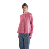 Compañía Fantástica - 63C-10226 - Cárdigan básico rosa de viscosa y algodón con cierre de botones - Mujer