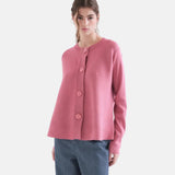 Compañía Fantástica - 63C-10226 - Cárdigan básico rosa de viscosa y algodón con cierre de botones - Mujer