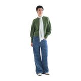 Compañía Fantástica - 63C-10247 - Jersey básico verde de lana con mangas abullonadas - Mujer