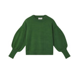 Compañía Fantástica - 63C-10247 - Jersey básico verde de lana con mangas abullonadas - Mujer