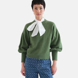 Compañía Fantástica - 63C-10247 - Jersey básico verde de lana con mangas abullonadas - Mujer