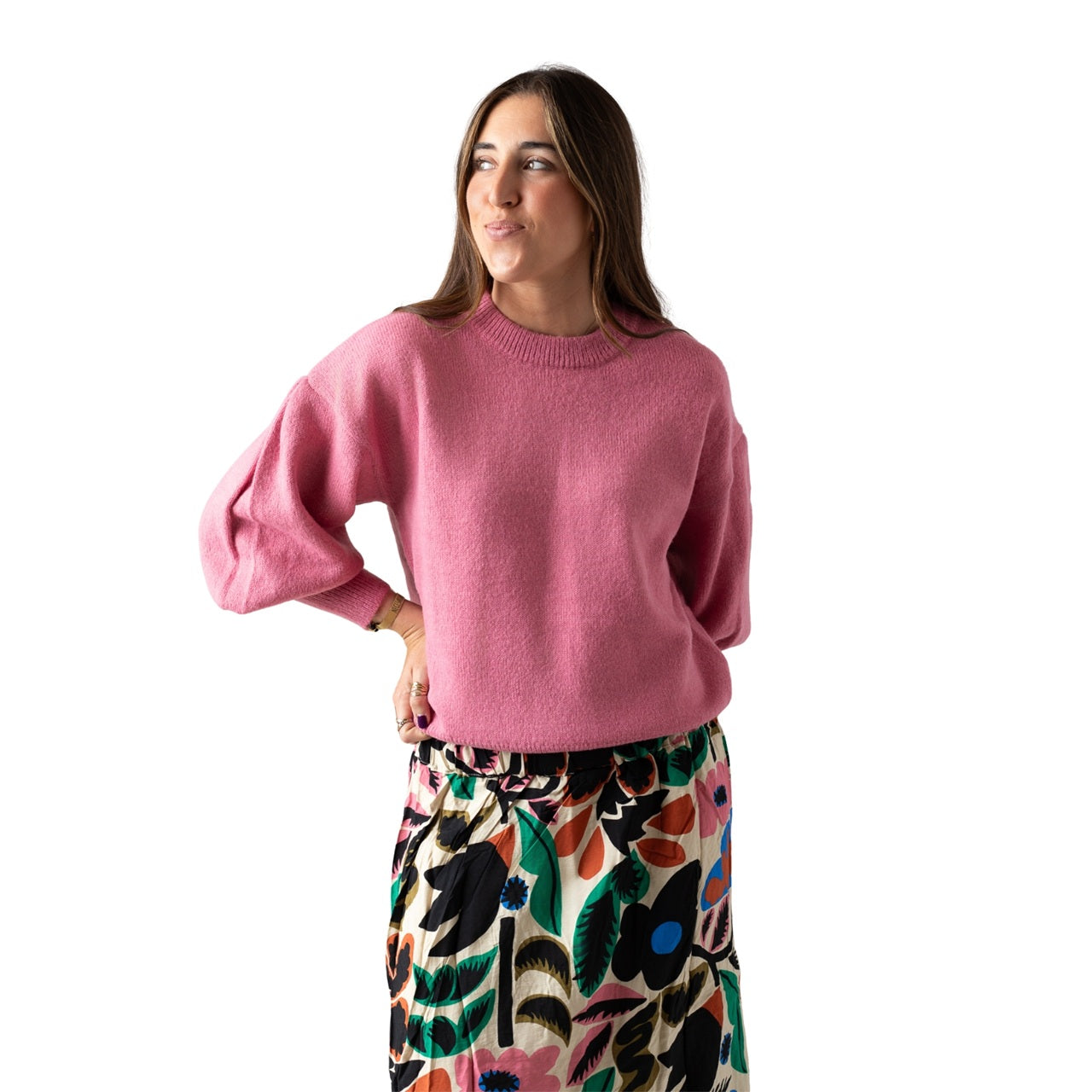Jersey rosa lana manga abullonada mujer Compañía Fantástica Konestilochic