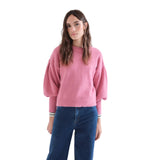 Compañía Fantástica - 63C-10248 - Jersey básico rosa de lana con mangas abullonadas - Mujer