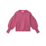 Compañía Fantástica - 63C-10248 - Jersey básico rosa de lana con mangas abullonadas - Mujer