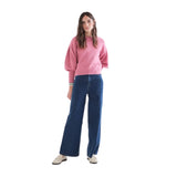 Compañía Fantástica - 63C-10248 - Jersey básico rosa de lana con mangas abullonadas - Mujer