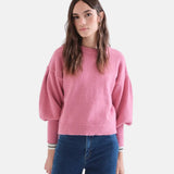 Compañía Fantástica - 63C-10248 - Jersey básico rosa de lana con mangas abullonadas - Mujer