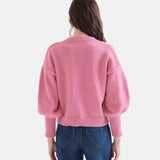 Compañía Fantástica - 63C-10248 - Jersey básico rosa de lana con mangas abullonadas - Mujer