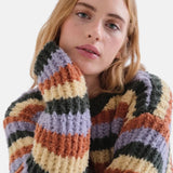 Compañía Fantástica - 63C-10308 - Jersey de cuello redondo con estampado de rayas - Mujer