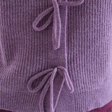 Compañía Fantástica - 63C-10310 - Cárdigan malva de cuello redondo con cierre frontal con lazadas - Mujer