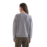 Compañía Fantástica - 63C-10312 - Cárdigan gris de cuello redondo con cierre frontal con lazadas - Mujer