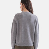 Compañía Fantástica - 63C-10312 - Cárdigan gris de cuello redondo con cierre frontal con lazadas - Mujer