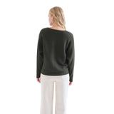 Compañía Fantástica - 63C-10401 - Jersey verde de viscosa con cuello redondo - Mujer