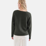 Compañía Fantástica - 63C-10401 - Jersey verde de viscosa con cuello redondo - Mujer
