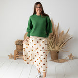 Compañía Fantástica - 63C-11017 - Falda midi de viscosa con estampado de caracoles - Mujer