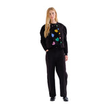 Compañía Fantástica - 63C-11034 - Pantalones negros de pana con bolsillos laterales - Mujer